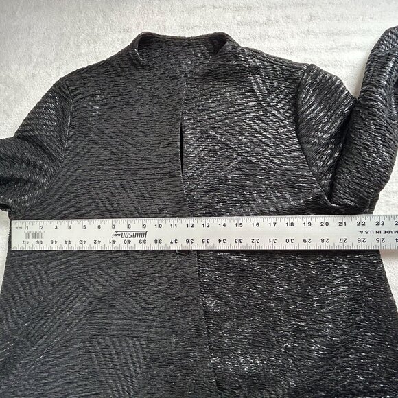 Womens Unique Button Front Textured Swing Jacket Black Gray Pattern Art To Wear - Picture 5 of 6